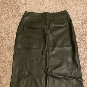 Zara pleather dark green high waisted skirt